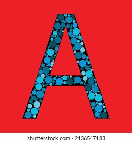 Capital Letter A. Vector abstract alphabet design. Letter fill with the round shapes. eps 10