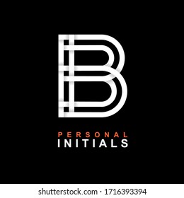 Capital letter B. Created from interwoven white stripes with shadows on a black background. Template for creating logo, emblems, monograms, personal initials, corporate identity. Vector