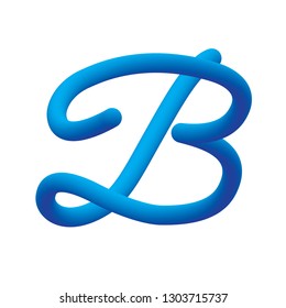 Capital letter b in cursive font with tube shape