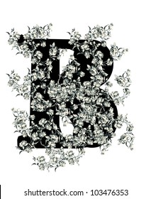 Capital letter B from flowers in vector.