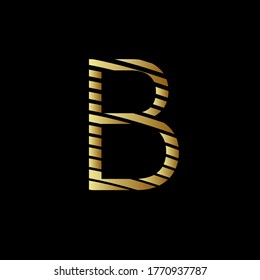 Capital letter B with golden metal appearance editable vector