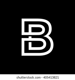 Capital Letter B. From The White Interwoven Strips On A Black Background. Template For Emblem, Logos And Monograms.