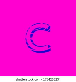 capital letter C, with organic curved lines texture, vector