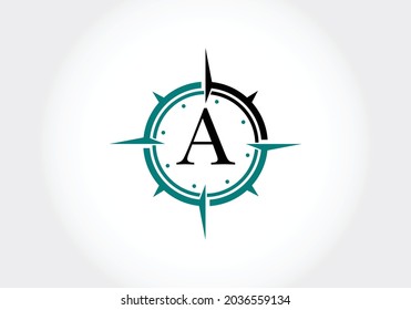 Capital letter A with Creative Compass Concept Logo Design Template. Compass logo sign symbol. Modern vector logo design for business and company identity.
