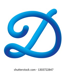 Capital letter d in cursive font with tube shape