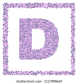 Capital letter D framed halftone vector