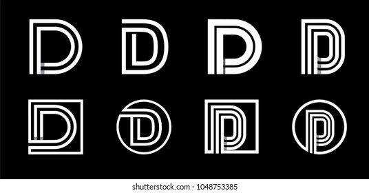 Capital letter D. Modern set for monograms, logos, emblems, initials. Made of white stripes Overlapping with shadows