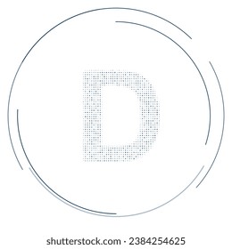 The capital letter D symbol filled with dark blue dots. Pointillism style. Vector illustration on white background