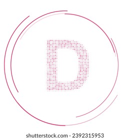 The capital letter D symbol filled with pink dots. Pointillism style. Vector illustration on white background