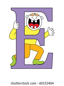 Capital letter E with a child