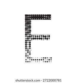 Letra mayúscula E Halftone Dot Pattern Ilustración vectorial - Alfabeto moderno creativo Inicial en estilo de arte Pop retro