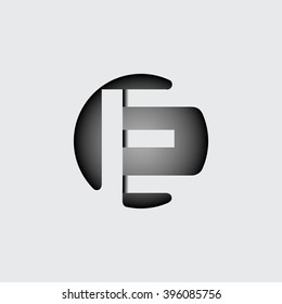 Capital letter E. Made of wide white stripes Overlapping with shadows. Logo, monogram, emblem trendy design.