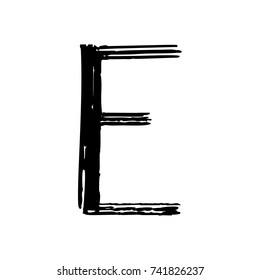 Capital letter E painted by brush isolated on white background