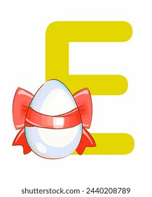 The capital letter of the English alphabet with a picture from the Alphabet set for children. Vector on a white background.