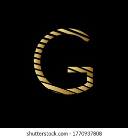 Capital letter G with golden metal appearance editable vector