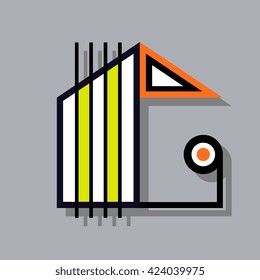Capital letter G. Made of wide white stripes and geometric shapes. Unique creative modern design for poster, print, logotype. Logo, monogram, emblem trendy artistic abstract design.
