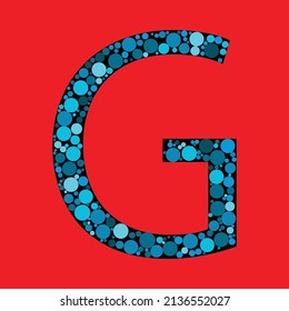 Kapitalbrief G. Abstraktes Vektor-Alphabet-Design. Der Buchstabe füllt sich mit den runden Formen. eps10