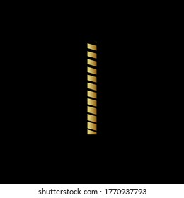 Capital letter I with golden metal appearance editable vector