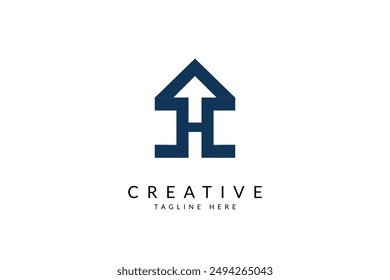 Capital letter H with home logo and icon. real estate logo.