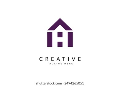 Capital letter H with home logo and icon. real estate logo.