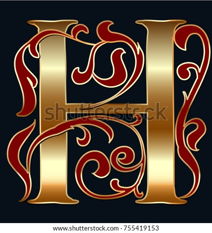 Download Capital Letter H Large Letter Illuminated Stock Vector ...