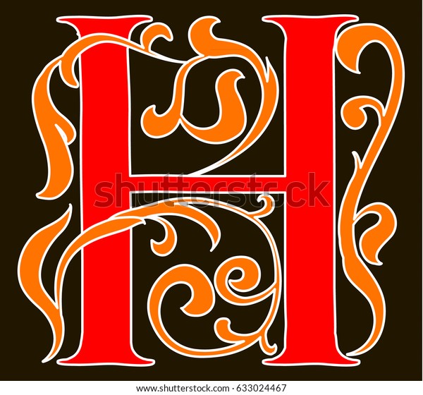 Capital Letter H Large Letter Illuminated Stock Vector (Royalty Free ...