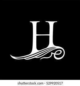 Capital Letter H for Monograms, Emblems and Logos. Beautiful Filigree Font. Is at Conceptual wing or waves