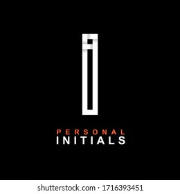 Capital letter I. Created from interwoven white stripes with shadows on a black background. Template for creating logo, emblems, monograms, personal initials, corporate identity. Vector
