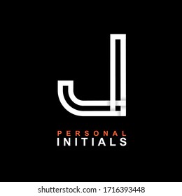 Capital letter J. Created from interwoven white stripes with shadows on a black background. Template for creating logo, emblems, monograms, personal initials, corporate identity. Vector