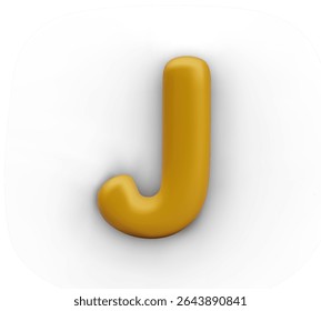 Capital letter J on white background. Model in realistic style with metallic gold shine. Decorative vector object for creating festive texts. Isolated abc element
