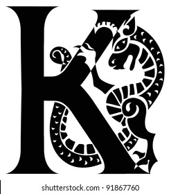 capital letter K with gargoyle