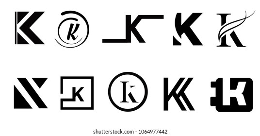 Capital Letter K Modern Set Monograms Stock Vector (Royalty Free ...