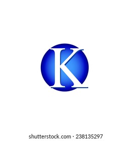 Capital letter K on the blue gradient circle