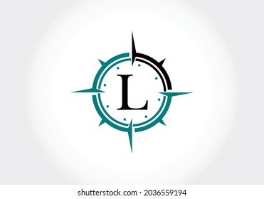 Capital letter L with Creative Compass Concept Logo Design Template. Compass logo sign symbol. Modern vector logo design for business and company identity.