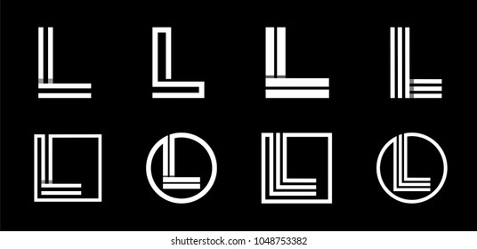 Capital letter L. Modern set for monograms, logos, emblems, initials. Made of white stripes Overlapping with shadows