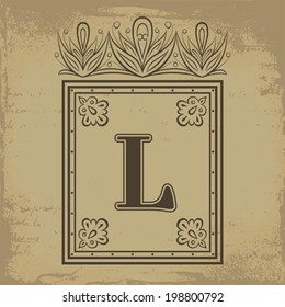Capital letter L in old Russian style vector illustration