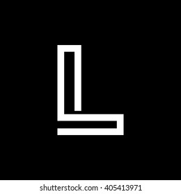 Capital letter L. From the white interwoven strips on a black background. Template for emblem, logos and monograms.