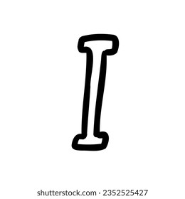 Capital i letter of latin english outline font in outline bubble style isolated on white background. For typography, font, lettering, logo, alphabet, education, abc, branding, presentation, signboard.