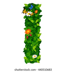 capital letter I from leaf on white background