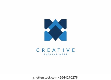 Capital letter M abstract logo design vector template. Square Abstract Logo Vector Graphic Element