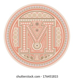 capital letter m circle label