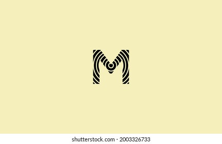 Capital Letter M logo monogram, identity mark simple shape for business card, gold linear typography design element
