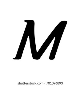 Capital letter M painted by brush isolated on white background