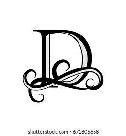 Capital Letter for Monograms and Logos. Beautiful letter. Black vector letter D. Design modern element logotype.