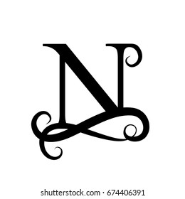 Capital Letter for Monograms and Logos. Beautiful letter. Black vector letter N. Design modern element logotype.