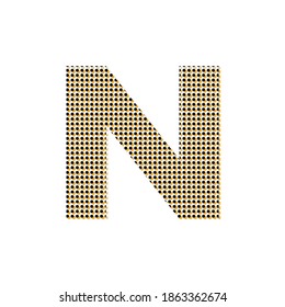 Capital letter N bold with dotted texture for fancy and fancy party, editable vector