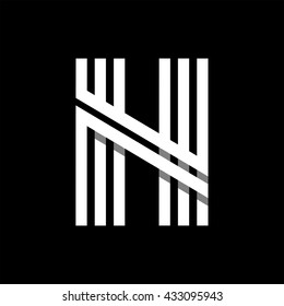 Capital letter N. Made of of three white stripes Overlapping with shadows. Logo, monogram, emblem trendy design.