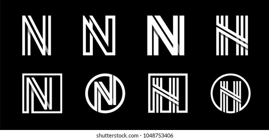 Capital letter N. Modern set for monograms, logos, emblems, initials. Made of white stripes Overlapping with shadows