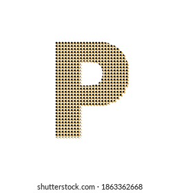Lettre majuscule P gras avec texture pointillée pour la fête chic et chic, image vectorielle modifiable