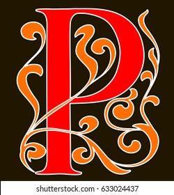 Capital Letter P Large Letter Illuminated Stock Vector (Royalty Free ...